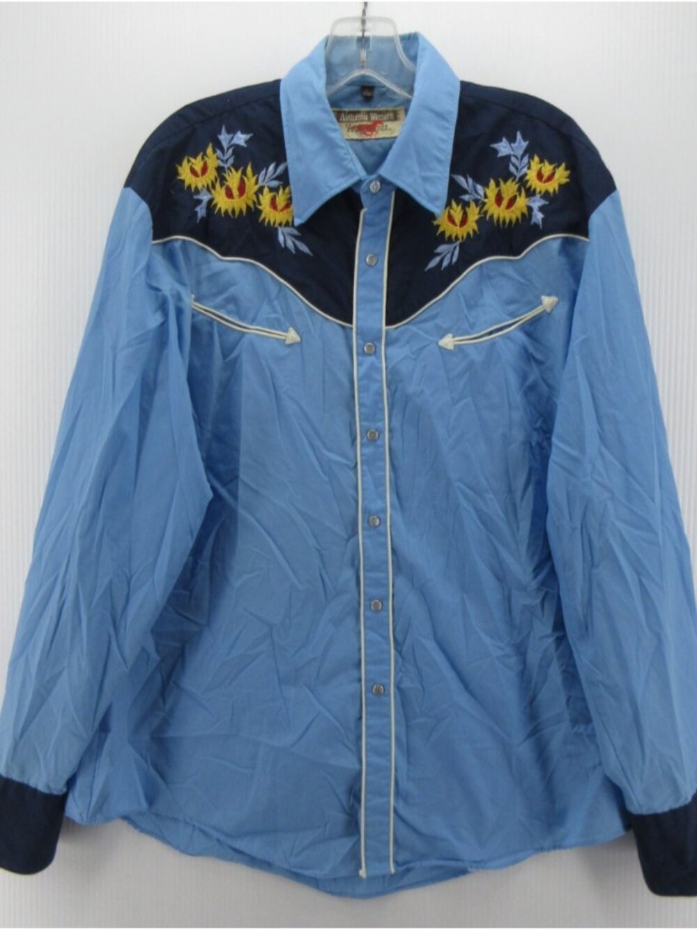 VTG Youngbloods Shirt Large Western Pearl Snap Smile Pockets Floral 80s